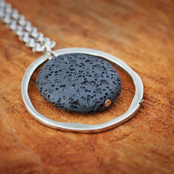 Lava Bead Necklace,Pendant Necklace for Women,Beaded Necklace,Silver Necklace for Women,Silver Jewelry,Bohemian Jewelry,Pendant Necklace